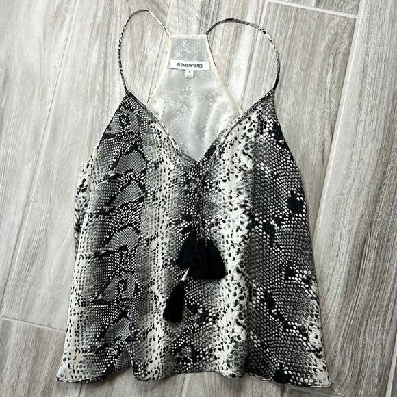 Elizabeth and James Silk Tank Top Animal Print with Tassels Size S Snake Print - Picture 1 of 5